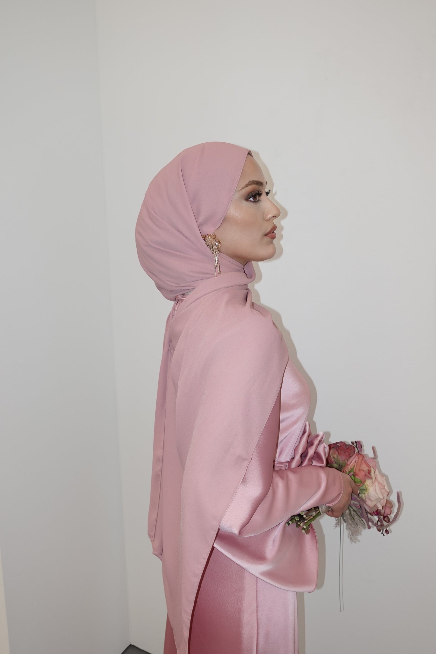 Krepp Hijab in Altrosa