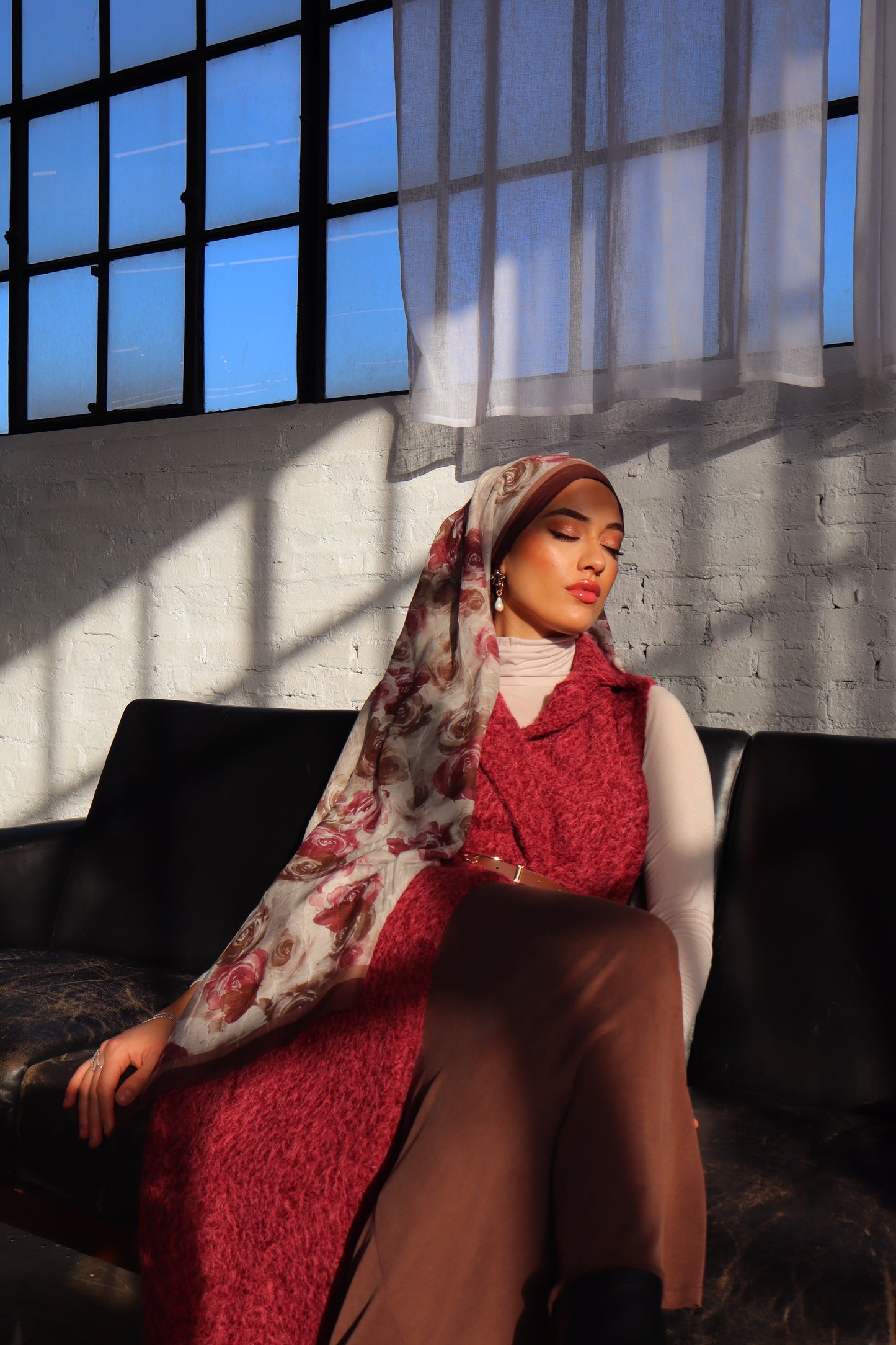 Flower Hijab in Rosé