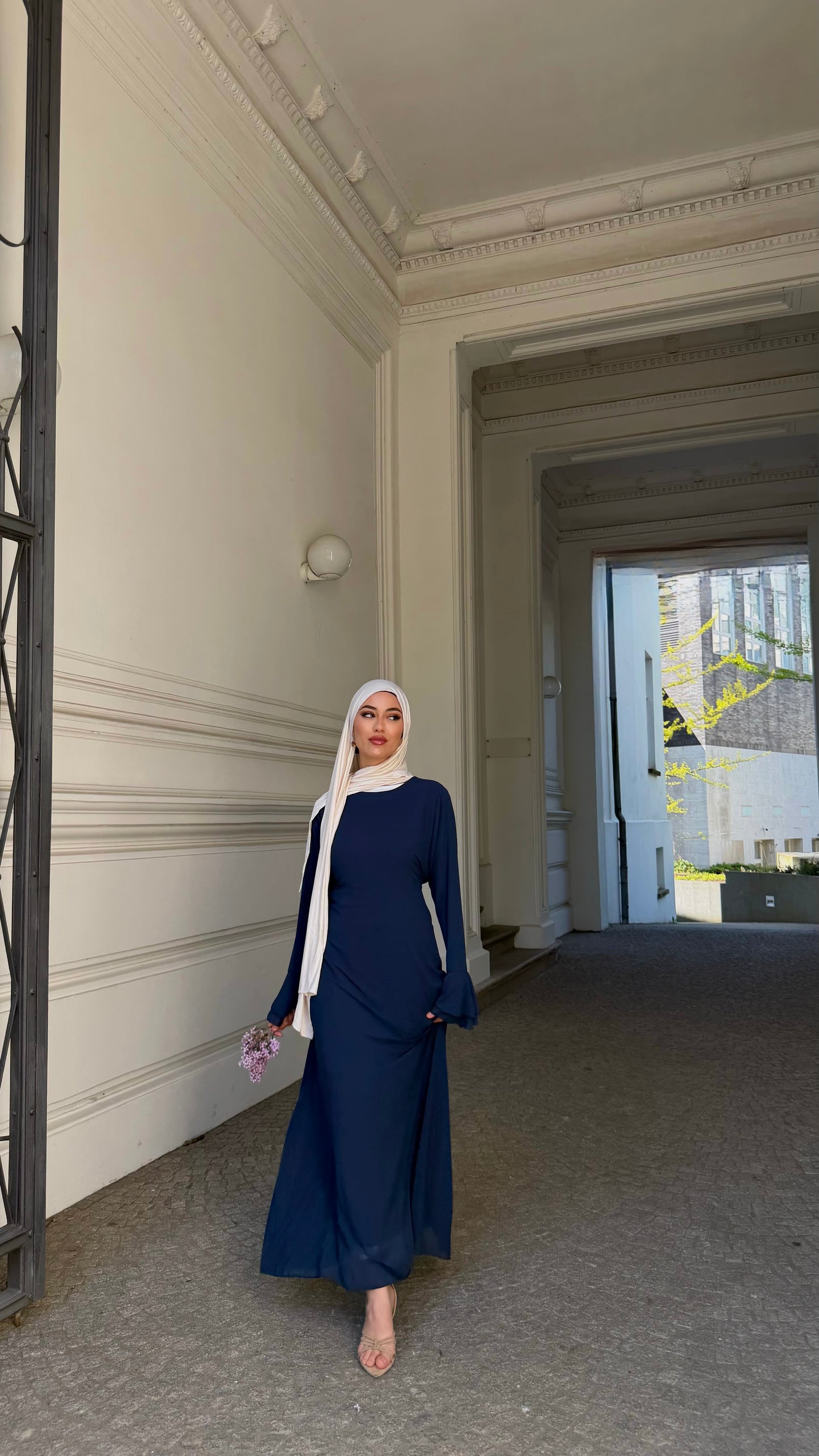 Velour Maxikleid in blau