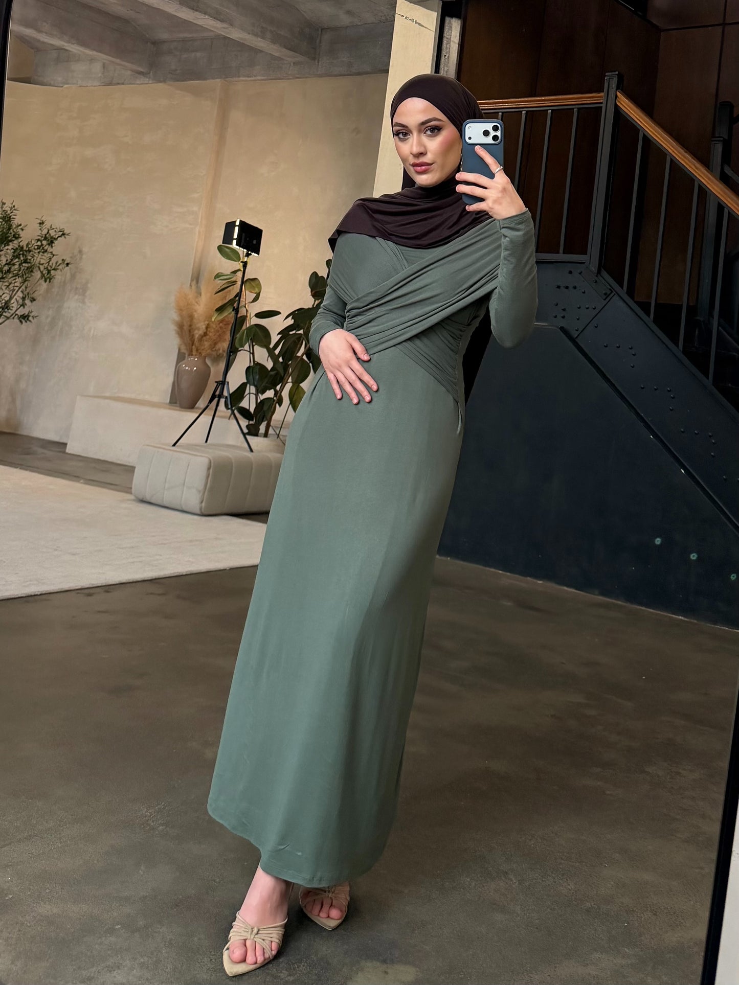 Zaya Maxikleid in olive