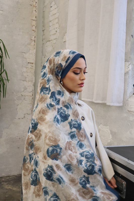Flower Hijab in blau