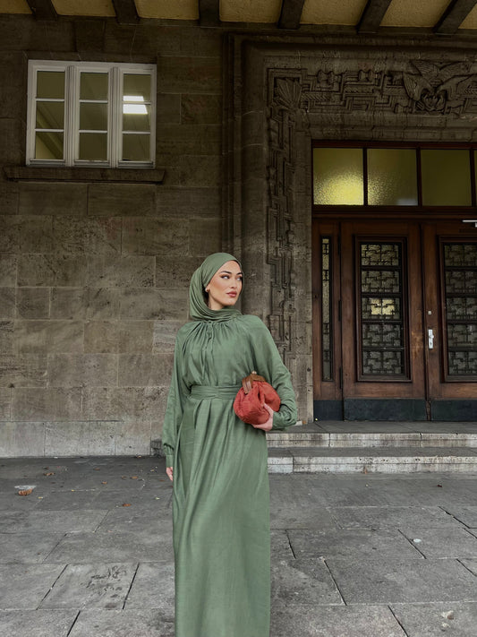 Noura Maxikleid in olive