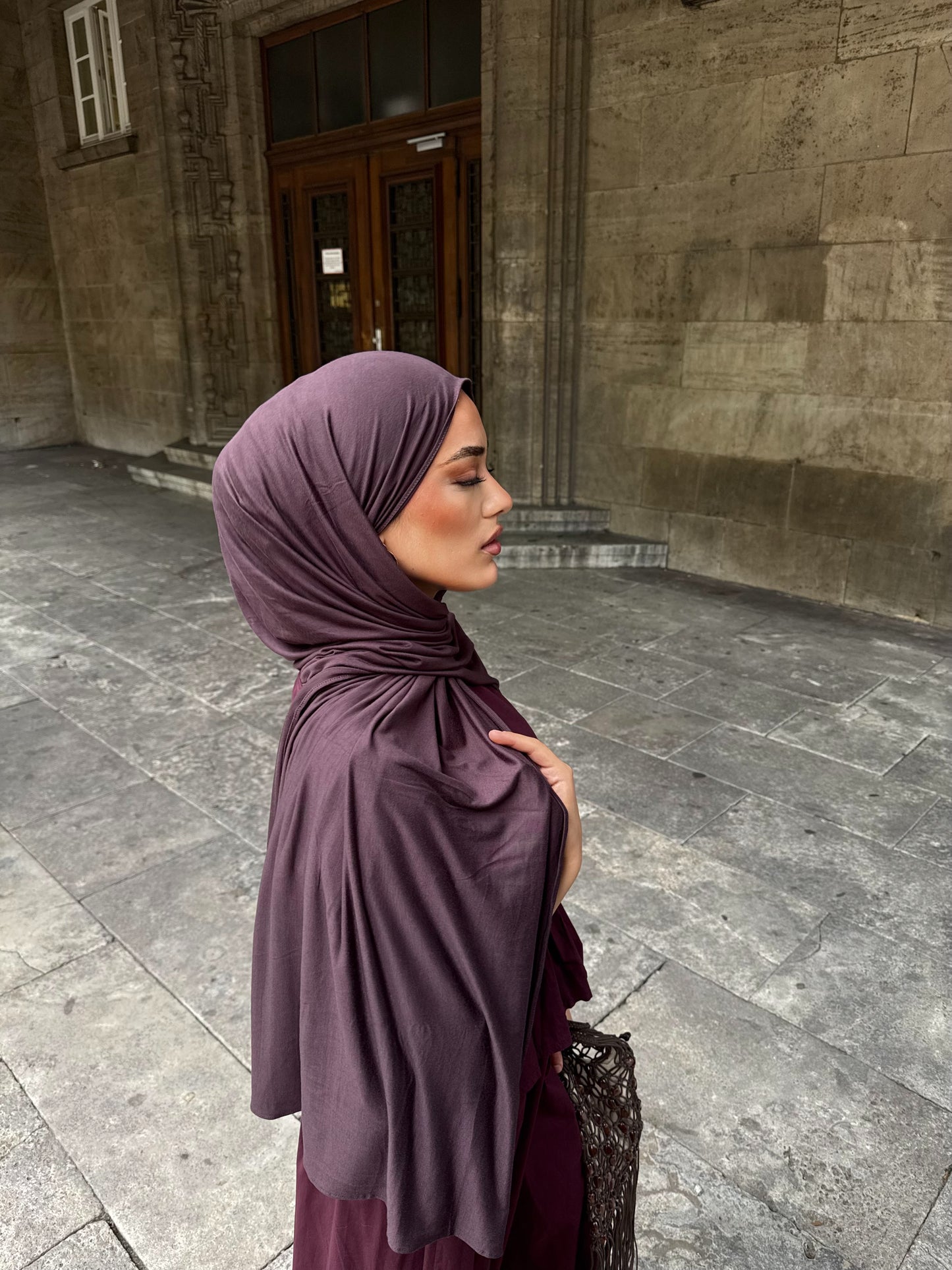 Premium jersey in aubergine