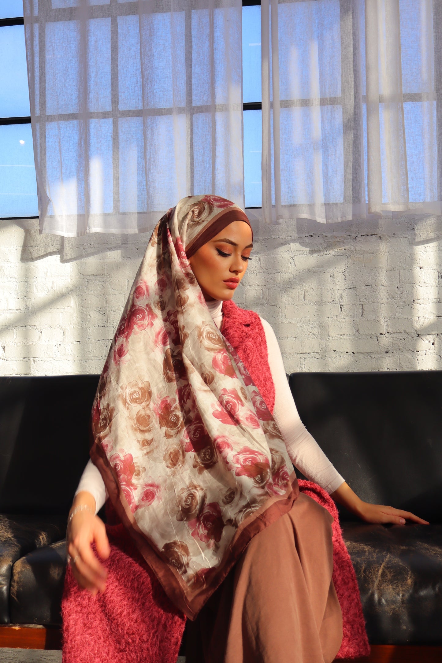 Flower Hijab in Rosé