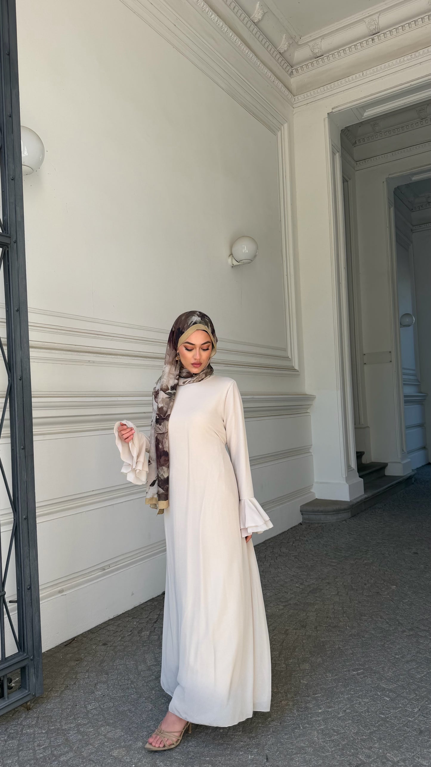 Velour Maxikleid in beige