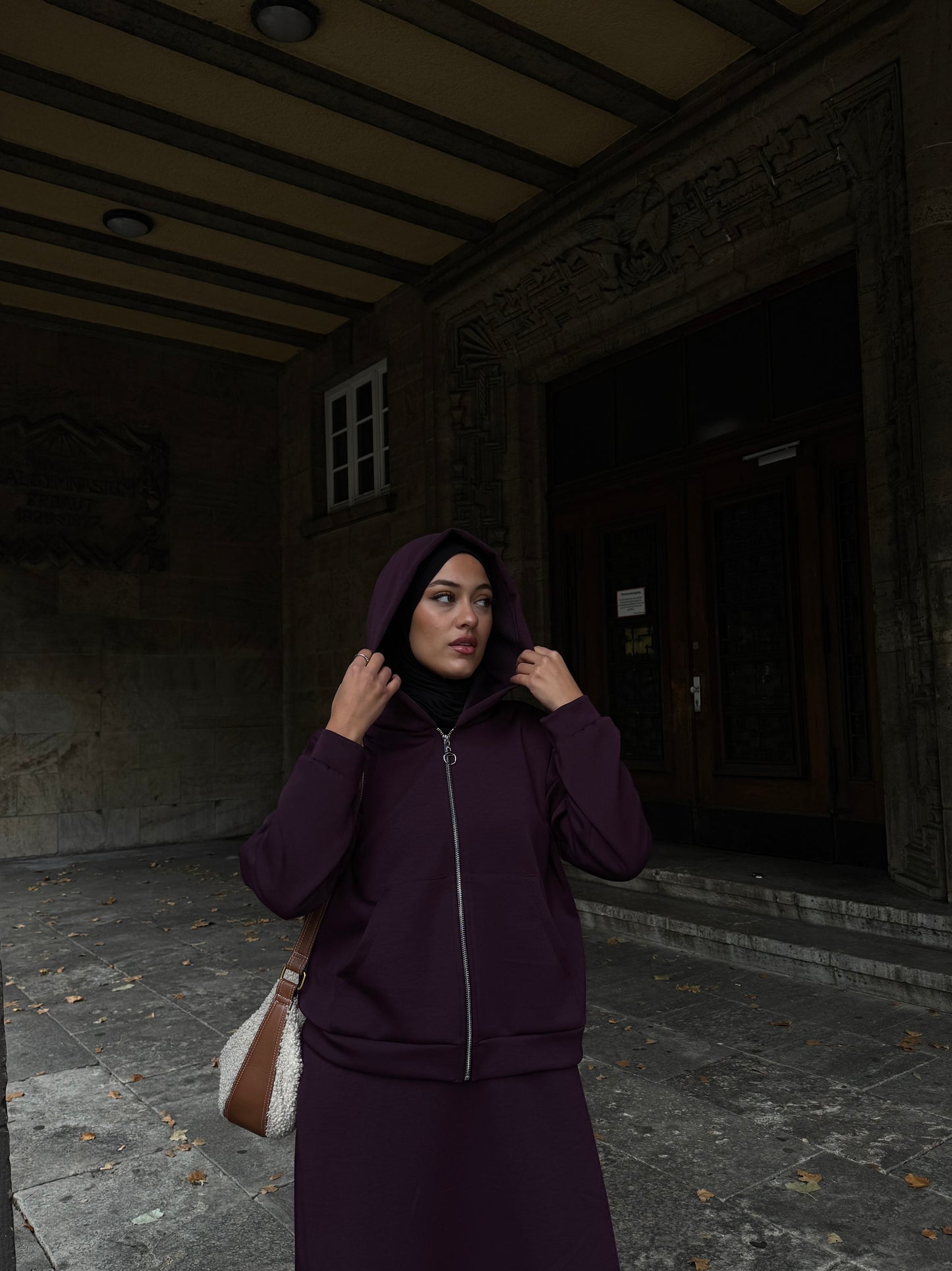 Hoodie Maxikleid in burgundy