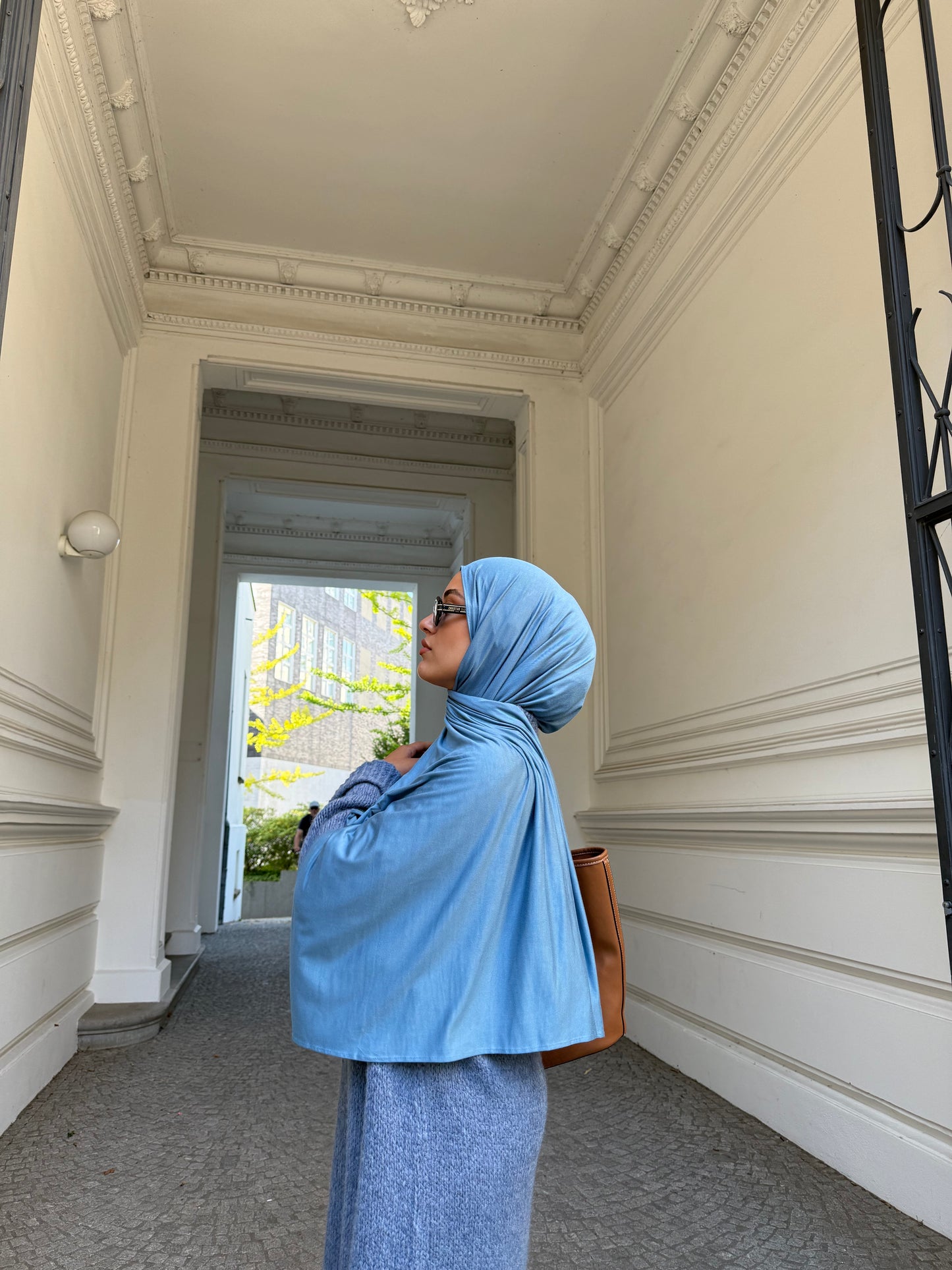 Premium Jersey in ozean blau