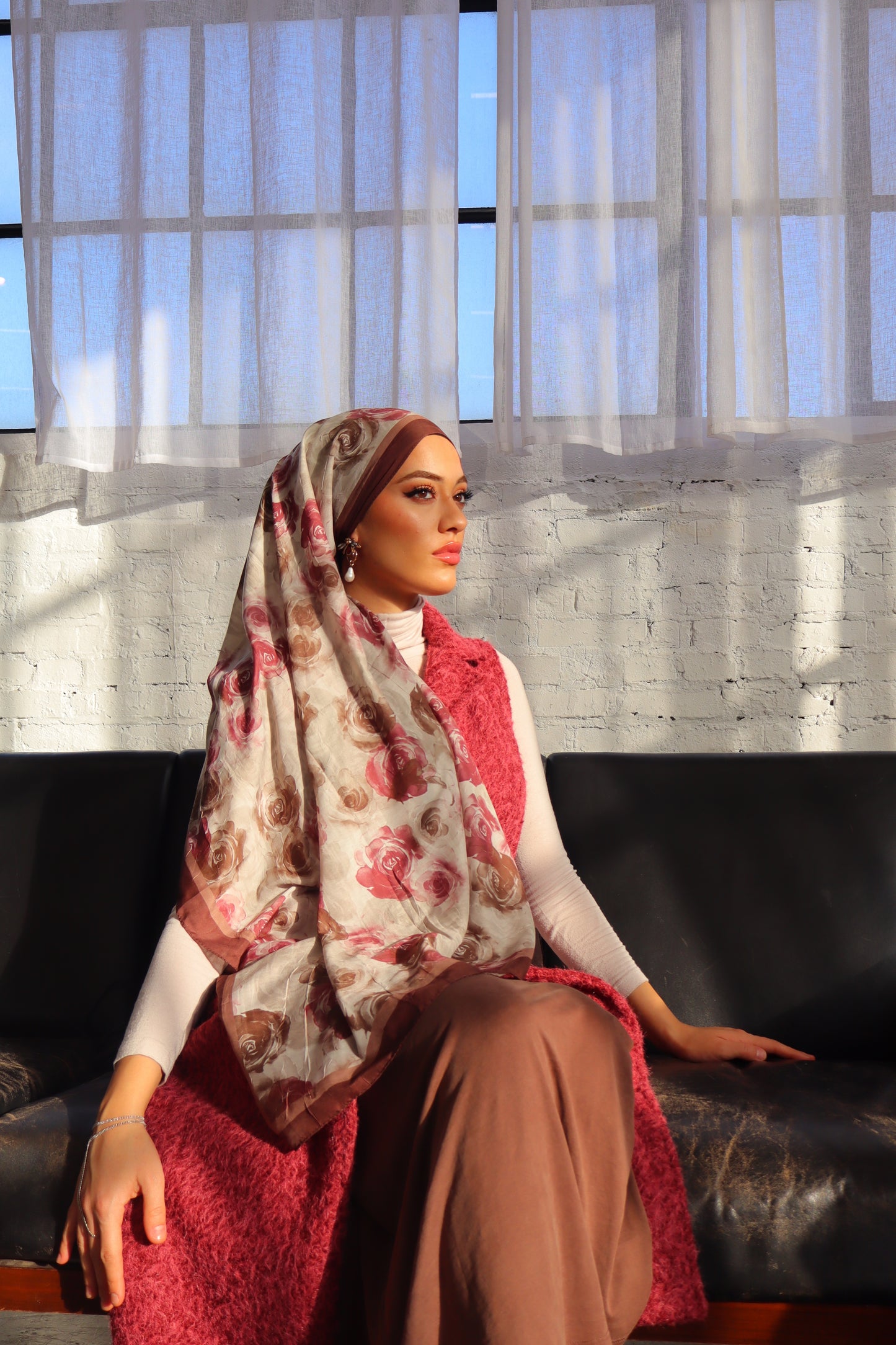 Flower Hijab in Rosé