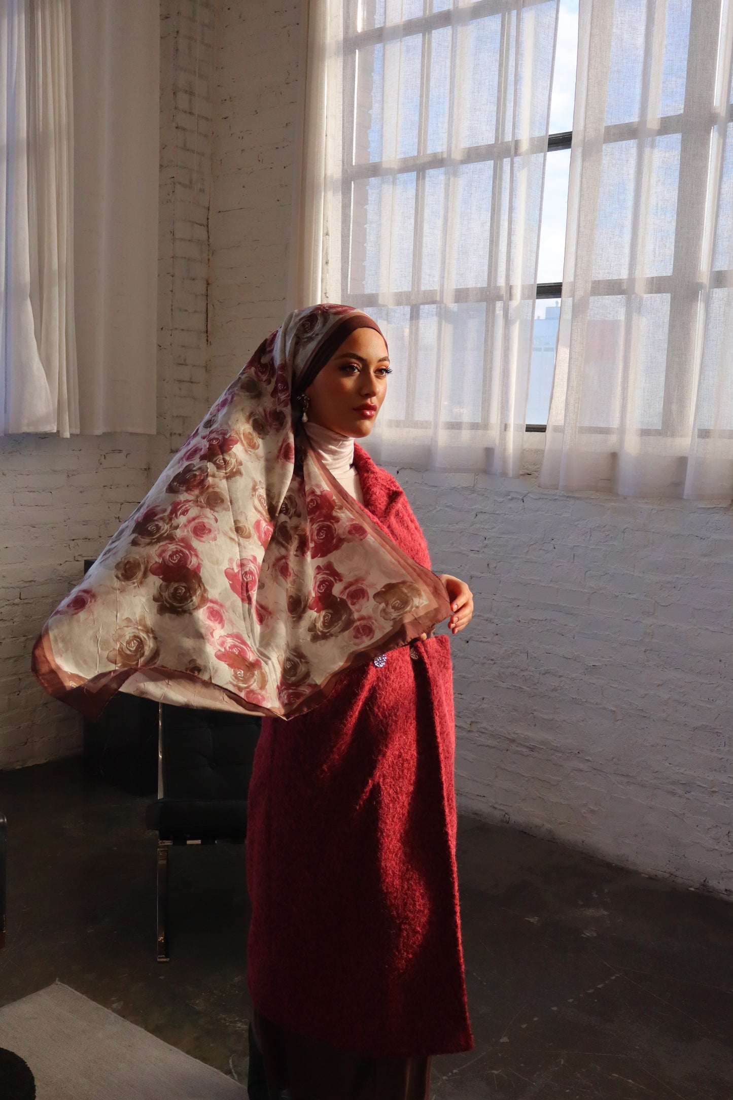 Flower Hijab in Rosé