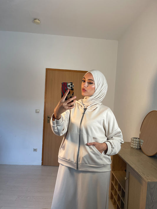 Hoodie Maxikleid in beige