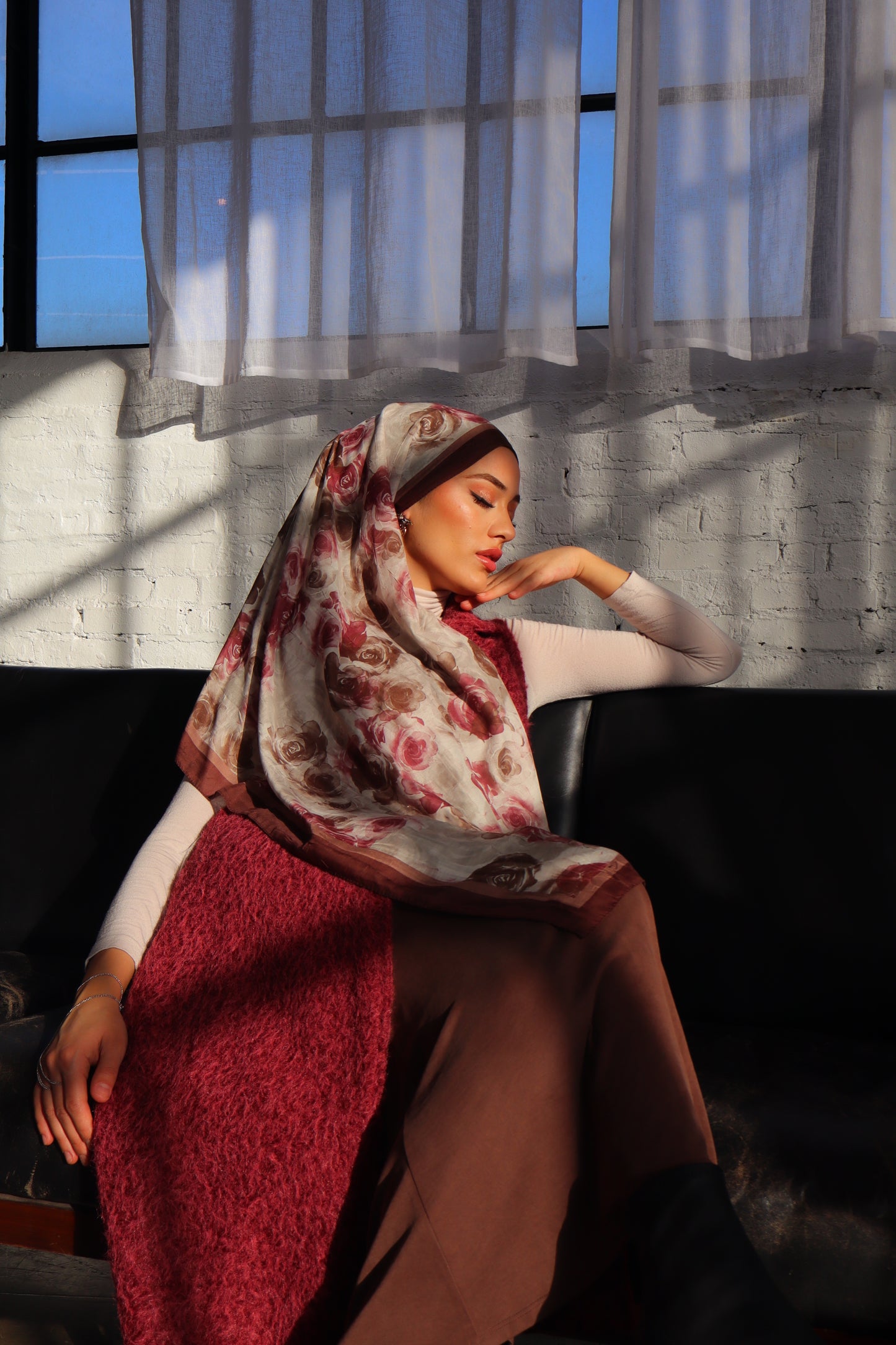 Flower Hijab in Rosé