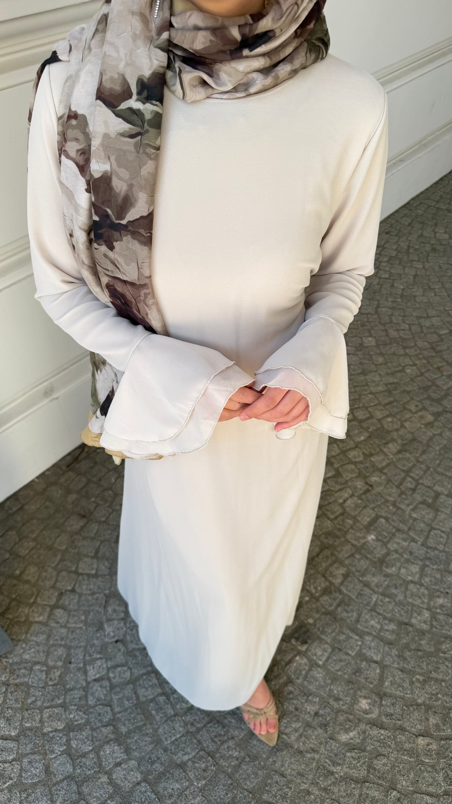 Velour Maxikleid in beige