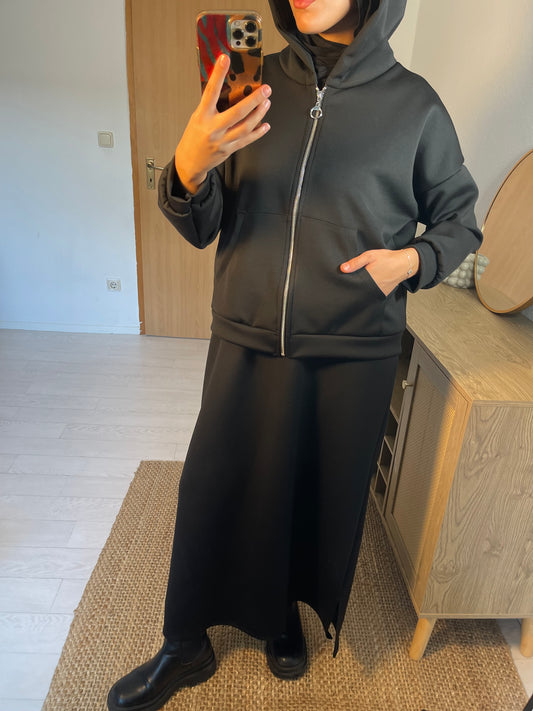 Hoodie Zweiteiler in schwarz