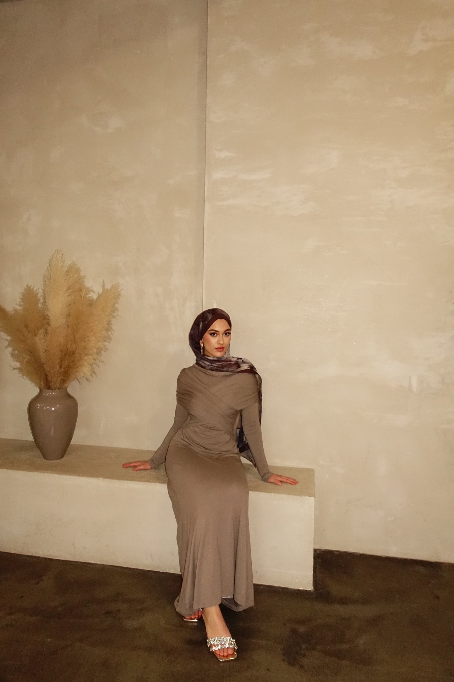 Zaya Maxikleid in taupe