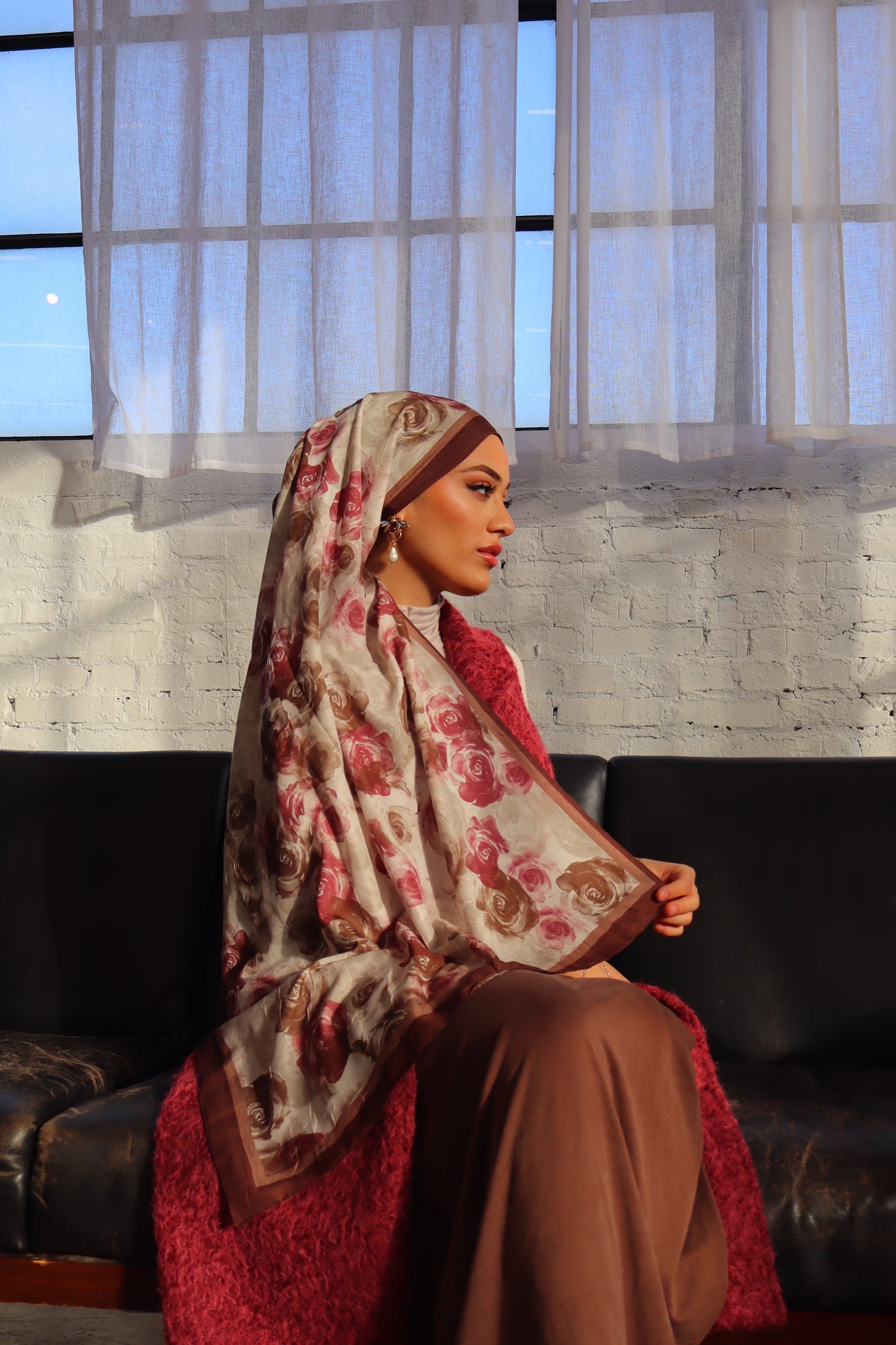 Flower Hijab in Rosé