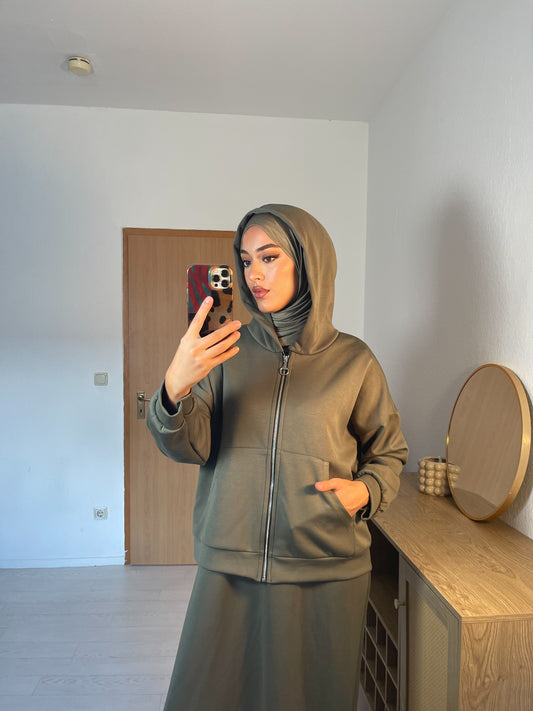Hoodie Zweiteiler in khaki