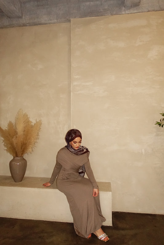 Zaya Maxikleid in taupe