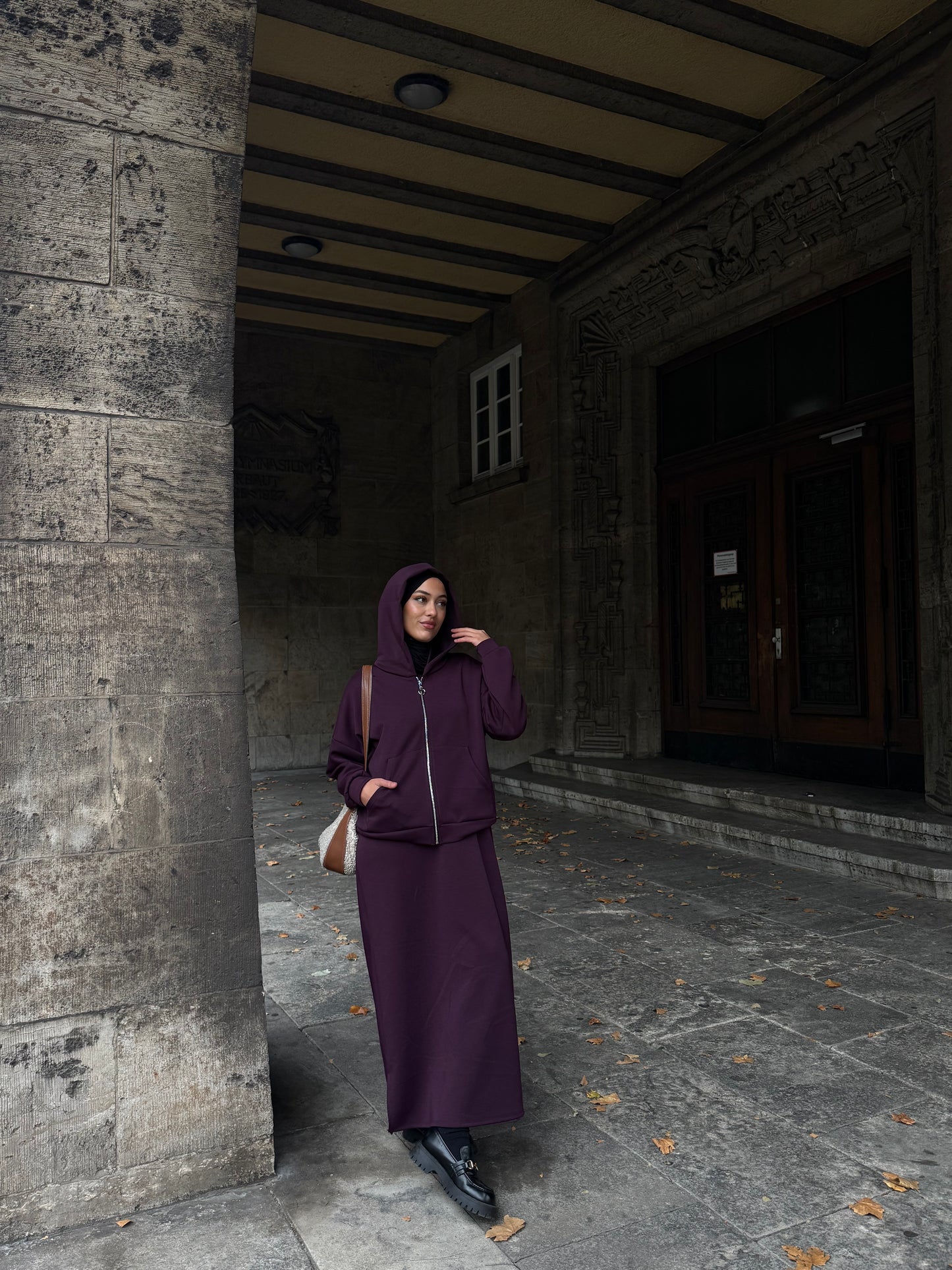 Hoodie Maxikleid in burgundy
