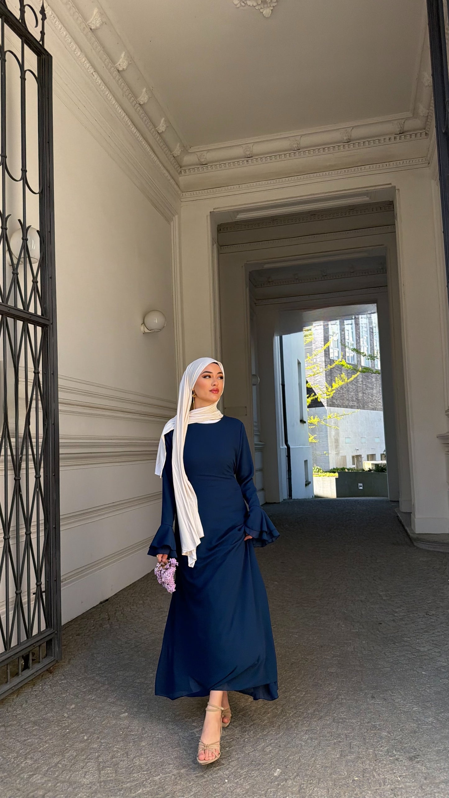 Velour Maxikleid in blau
