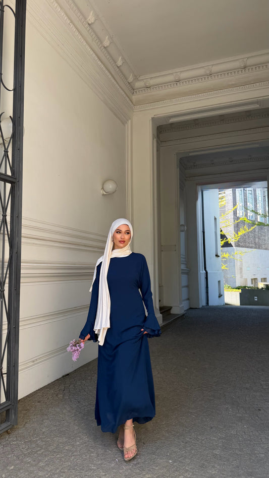 Velour Maxikleid in blau