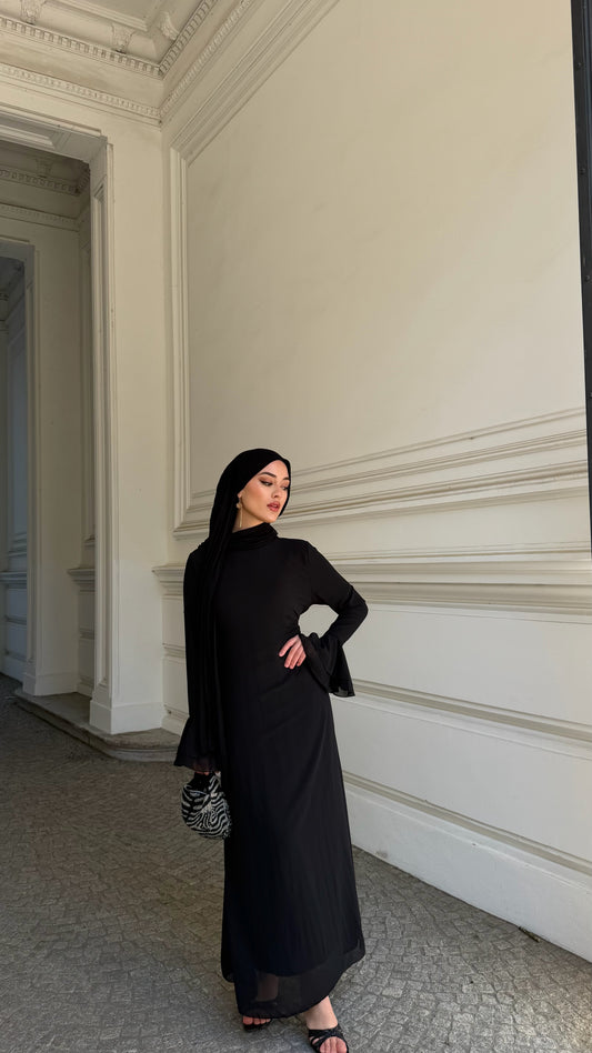Velour Maxikleid in schwarz