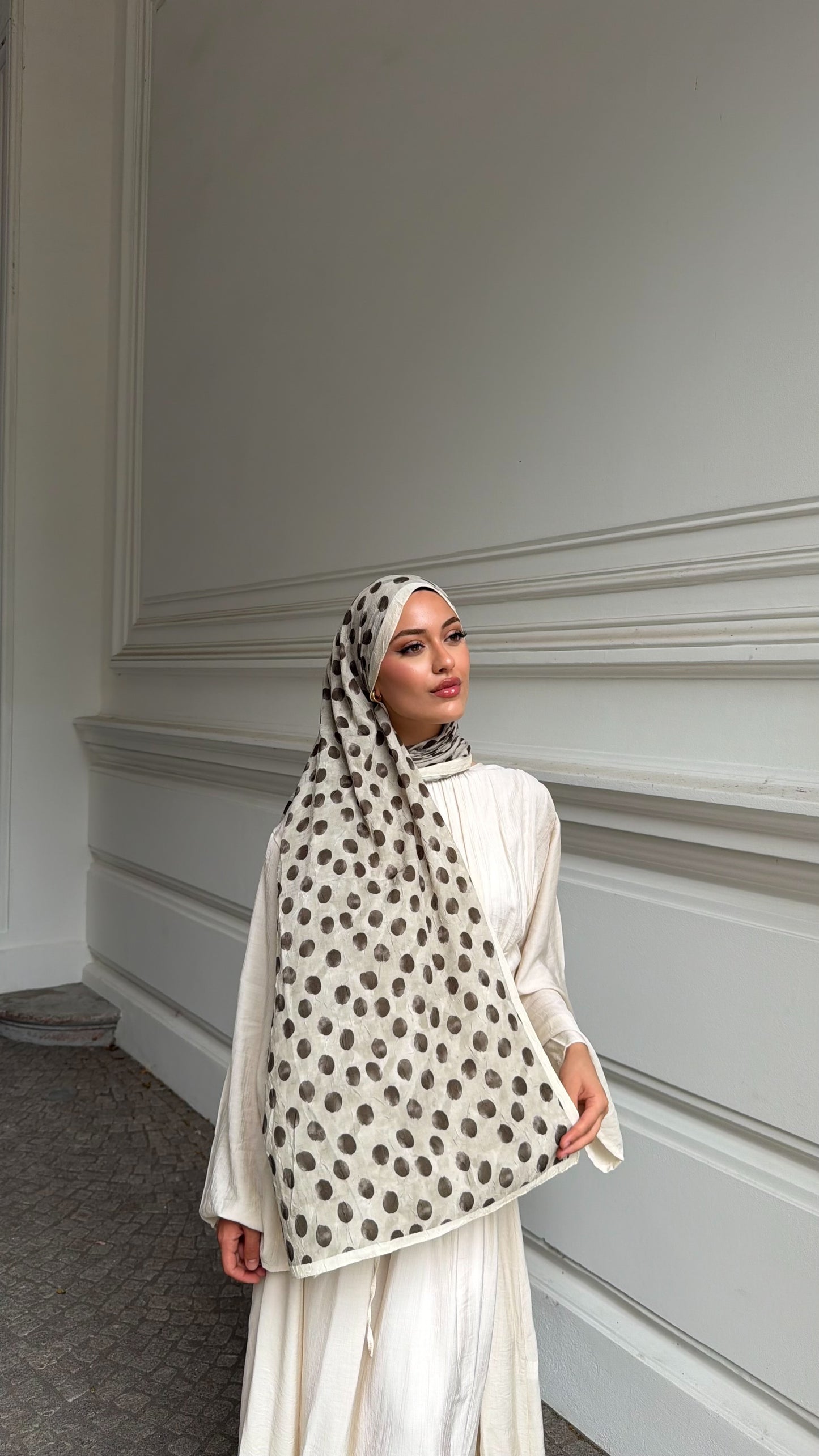 Dots Hijab in Beige