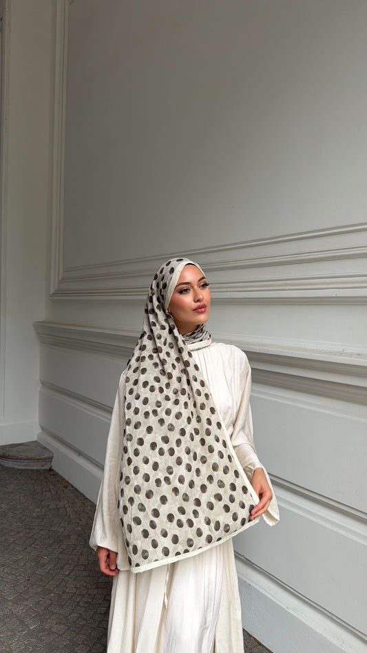 Dots Hijab in Beige